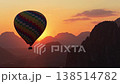 Aerial panorama, flying sideways over majestic karst mountain landscape and verdant valley of Vang Vieng in Laos on a sunny day 138514782