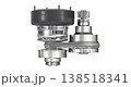 Top view of continuously variable transmission (CVT) animation isolated on white background - 3D animation seamlessly loopable 138518341