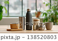 Assorted Kitchen Containers on Wooden Table 138520803