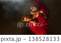 Artistic Portrait of Woman with Shibari on Red Velvet 138528133
