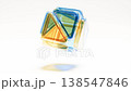 Yellow blue 3d cube glass box tech bg rotate endless 138547846