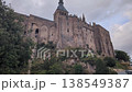 Mont Saint Michel, a historic marvel in France. This ancient castle rises dramatically against the sky. Its architecture reflects centuries of history and culture. 138549387