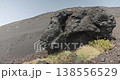 Massive black volcanic rock near dry plants, Etna Volcano, Sicily, Italy, 4k 138556529