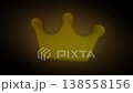Golden Crown Particle Animation on Dark Background, Glowing Dot Grid 3D Rotating Royal Symbol Seamless Loop, 4K 138558156