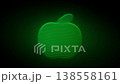 Green Apple Particle Animation Top View on Dark Background, Glowing Dot Grid 3D Rotating Fruit Seamless Loop, 4K 138558161
