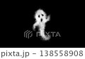 A ghost of white smoke floating against a black background. 138558908