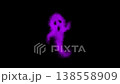 Video footage of a glowing purple ghost floating against a black background. 138558909