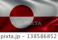Frontal view of the flag of Greenland fluttering in the wind 138586852