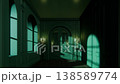 Surreal Green Portal Doors Opening in Dark Hallway Seamless Loop Animation 138589774