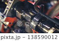 Car Engine Cutaway Showing Internal Combustion Components Close Up 138590012