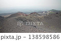Landscape view of the dark volcanic hills with groups of hikers, Etna Volcano 4k 138598586