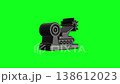 Animated shooting tank arcade game icon rotating on green screen 138612023