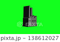 Rotating industrial factory building animation on green screen 138612027