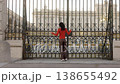 Happy energetic woman dancing in front of the royal palace of Madrid 138655492