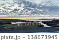 Seascape landscape, beautiful view of the sea and Iceland coast at dawn, serenity view of the water texture, coastal infrastructure, Iceland landscape. 138673945