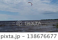 On the coast, in windy and cloudy weather, kitesurfing is an extreme sport. Kitesurfing on the Rybinsk Reservoir 138676677