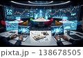 Futuristic Conference Room Emerald Green Interface Futuristic Conference Room Emerald Green Interface 138678505
