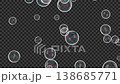 下から舞い上がり流れていく白色のシャボン玉 アルファチャンネル　ループ　4K動画 138685771