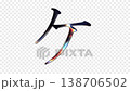 光が虹色に反射するガラス風のカタカナ「ケ」、アルファチャンネル、ループ、セリフ体 138706502