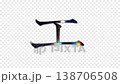 光が虹色に反射するガラス風のカタカナ「エ」、アルファチャンネル、ループ、セリフ体 138706508