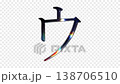 光が虹色に反射するガラス風のカタカナ「ウ」、アルファチャンネル、ループ、セリフ体 138706510