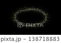 Pale, colorful particles that quickly draw ellipses, against a black background. 138718883