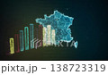 Glowing France Map with Rising Bar Chart Data Animation 138723319