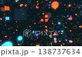 ブルーとオレンジのネオンのように光るシンプルな図形のアブストラクト エコースペイシー ループ ブルーとオレンジのネオンのように光るシンプルな図形のアブストラクト エコースペイシー ループ 138737634