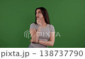 Decision Making And Doubt Concept Young Woman Thinking Deeply On Green Screen Background Studio Shot 138737790