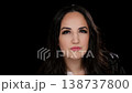 Beauty Portrait and Self-Esteem Concept Young Woman Posing Against Black Backdrop Studio Lighting 138737800