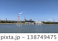 [Spring] Chimneys of the coastal industrial zone and blue sky as seen from Hamadera Canal 138749475