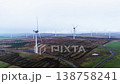 Aerial view of wind turbines generating renewable energy 138758241