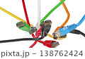 Internet network connectors rj45 and ethernet cables of various colors. Different internet providers 138762424