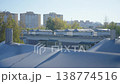 Rooftop view overlooks densely built residential district 138774516