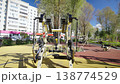 Contemporary fitness machine installed on wide playground 138774529
