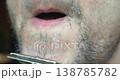 Man Shaving Close Up With Single Blade Reusable Razor 138785782