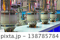 Plastic polymer granules moving inside industrial equipment 138785784