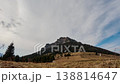 Majestic Rocky Mountain Peak Under Moving Cirrus Clouds in spring Landscape 138814647