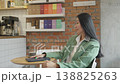 Elegant Woman Relaxing With Cup Of Coffee In Stylish Modern Urban Cafe 138825263