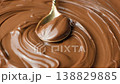 Macro shot of glossy delicious cocoa nut butter on spoon 138829885