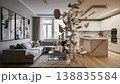 Time lapse shows a room renovation from peeling walls and a cracked ceiling  138835584