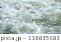 Closeup detail, water flowing in river on sunny day forming white waves 138835683