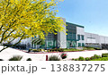 Push Forward Shot Toward Modern Commercial Warehouse and Industrial Facility Exterior. 138837275