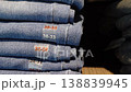 Denim jeans neatly organized in a retail store display 138839945
