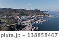 High Angle View of Coastal Village and Moored Fishing Boats at Ocheon Port 138858467