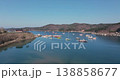 High Angle View of Coastal Village and Moored Fishing Boats at Ocheon Port 138858677