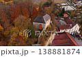 Aerial video of Schloss Stein an der Traun in Traunstein district, Bavaria, Germany. High castle on Nagelfluhwand surrounded by autumn colors. Luftaufnahme von Schloss Stein, Bayern, Deutschland.  138881874