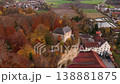 Aerial view of the medieval cave castle Schloss Stein an der Traun in Bavaria, Germany. Historic site near Stadt Traunreut in the Trauntal valley 138881875
