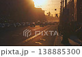 Saint-Petersburg, Russia - April 10 2026, 4k, panoramic view of Nevsky Prospect, cars on road, people walking on sidewalk, at sunset with bright sun, everything in orange light, St Petersburg, Russia 138885300