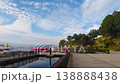 Sun Moon Lake Pier with Boats and Mountain Reflection at Sunrise in Taiwan 138888438